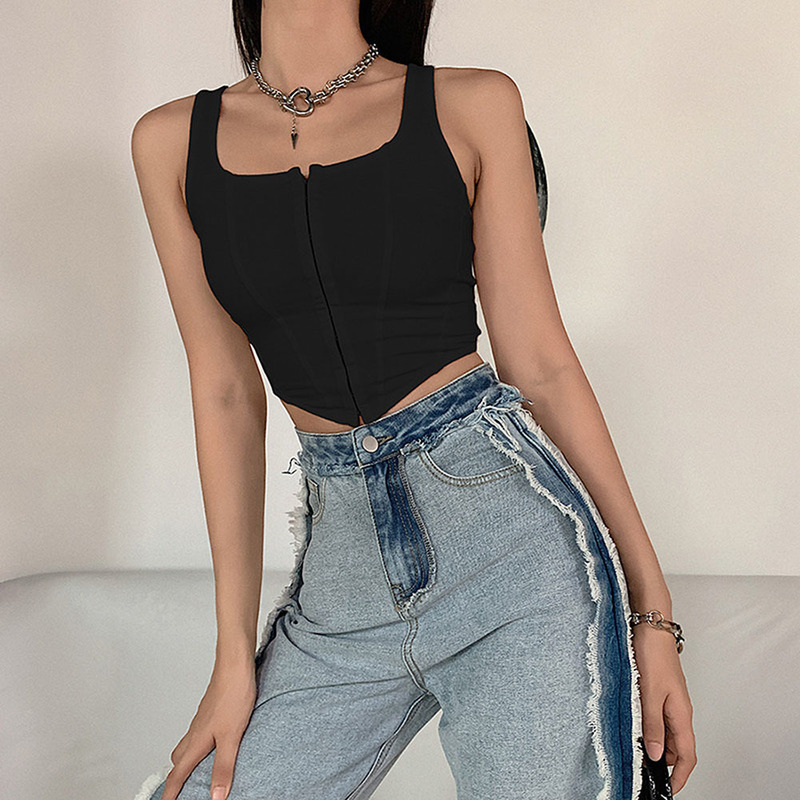 Vintage Sexy Y2k Corset Tops Women Summer Club Wear White Bustier Crop Clothes Sleeveless Tank Top Indie Aesthetics 220316