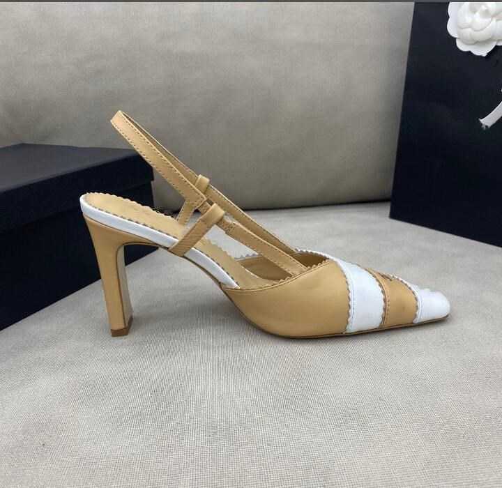 Elegant squared sandals women's summer chunky heel new color matching mid-heel single shoes all-match high heels