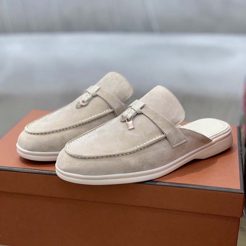 Shoes Designer Fashion Luxury Charms Walk Slipper High Quality Women Casual Loafers Platform Slippers Classic Suede Walking Flats Mules