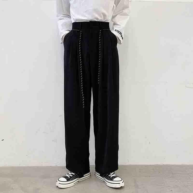 Men's Pants Drape Casual Personalized Lanyard Long Autumn Loose Straight Tube Wide Leg Suit Trend, Black
Men's Pants Drape Casual Personalized Lanyard Long Autumn Loose Straight Tube Wide Leg Suit Trend, Black