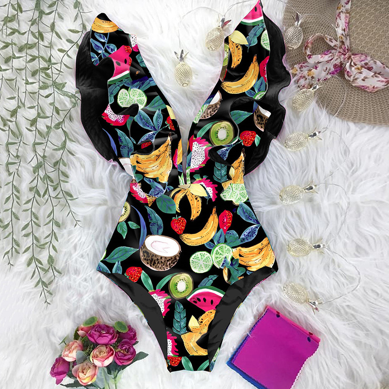 Sexy Swimsuit Women Swimwear Push Up Monokini Ruffle Swim Suit Bathing Suit Summer Beach Wear Female 220505