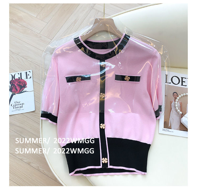 2022 New design women' short sleeve o-neck color block flower buttons patched knits tees plus size SMLXL, White
2022 New design women' short sleeve o-neck color block flower buttons patched knits tees plus size SMLXL, White