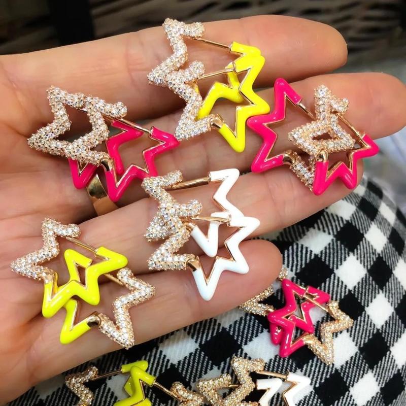 Hoop & Huggie Fashion Micro Paved 5A Sparking White Black Yellow Cz Neon Enamel Five Star Shape Earring For Women Girl Christmas GiftHoop
Hoop & Huggie Fashion Micro Paved 5A Sparking White Black Yellow Cz Neon Enamel Five Star Shape Earring For Women Girl Christmas GiftHoop