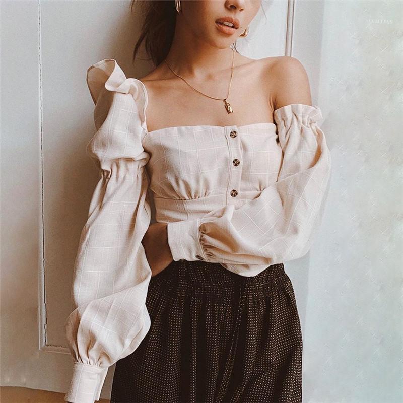 Off Shoulder Ruffle Sexy Blouse Women Square Neck Vintage Elegant Shirt Irregular Plaid Beige Long Sleeve Female Women' Blouses & Shirts, Apricot
Off Shoulder Ruffle Sexy Blouse Women Square Neck Vintage Elegant Shirt Irregular Plaid Beige Long Sleeve Female Women' Blouses & Shirts, Apricot