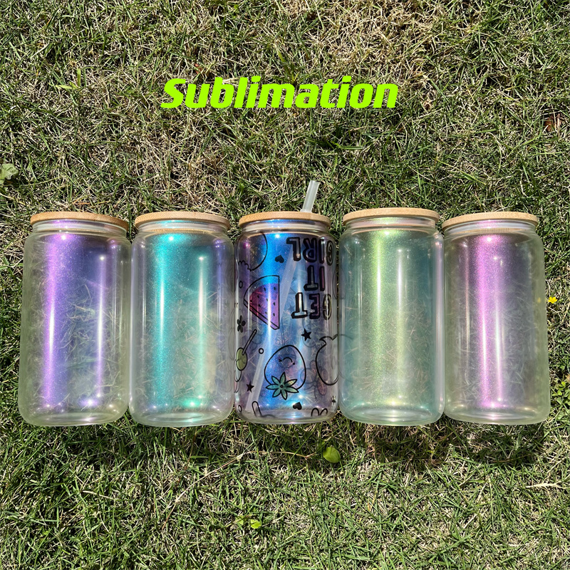 MOQ 20PCS New 16oz Sublimation Iridescent glass tumbler Straight Frosted Transparent Coffee Glass mug Tumblers with Bamboo Lid And Straw, 16oz(50pcs/case)
MOQ 20PCS New 16oz Sublimation Iridescent glass tumbler Straight Frosted Transparent Coffee Glass mug Tumblers with Bamboo Lid And Straw, 16oz(50pcs/case)