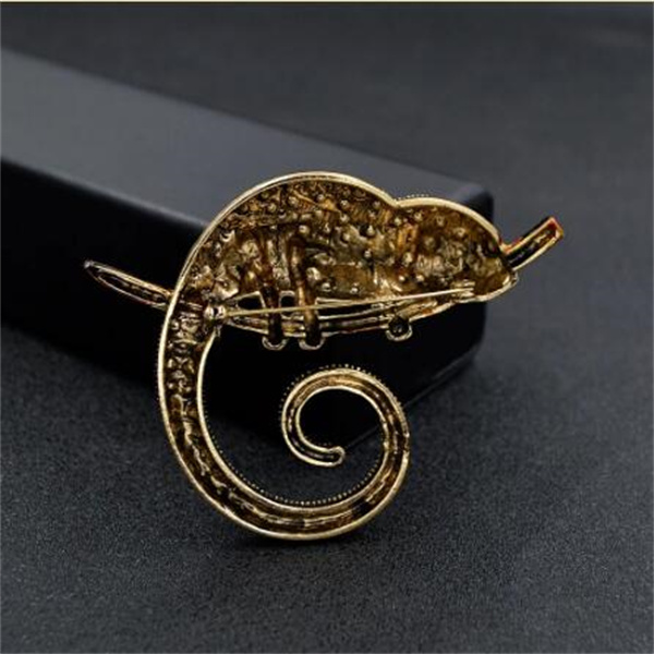 Large Lizard Chameleon Brooch Animal Coat Pin Rhinestone Fashion Jewelry Enamel Accessories Ornaments 2 Colors Pick GC1100