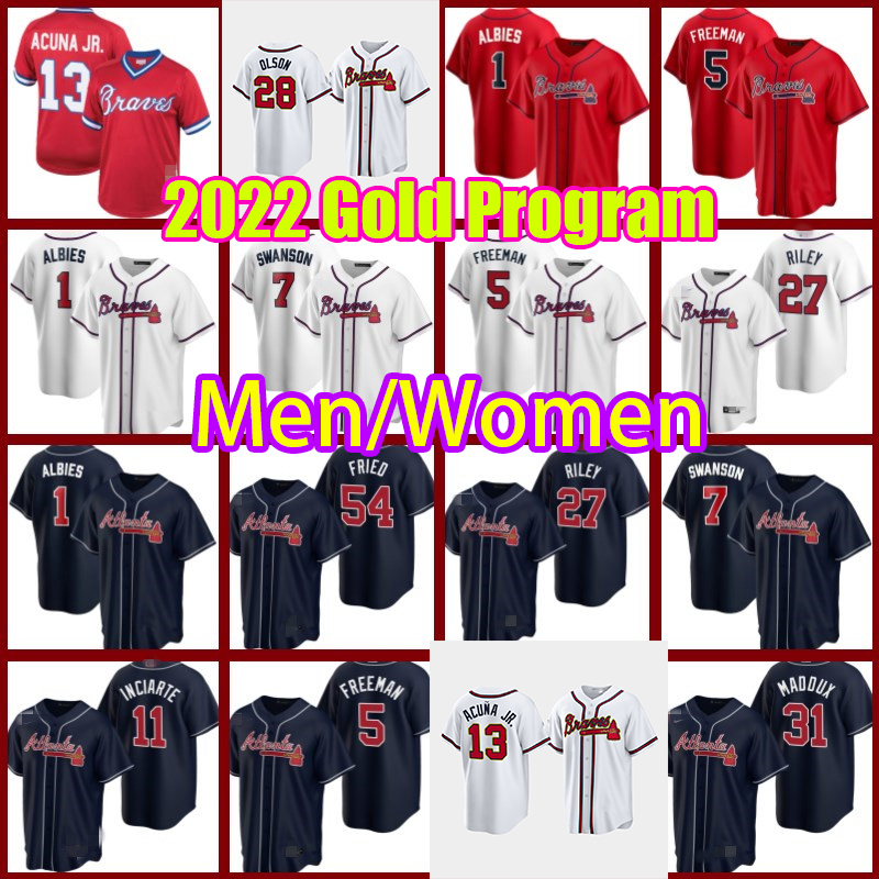 Atlanta Matt Olson Braves 13 Ronald Acuna jr Ozzie Albies Dansby Swanson Eddie Rosario Travis d'Arnaud baseball jersey Max Fried Guillermo Heredia Manny Gold Program, Custom cool base men jersey+patch
Atlanta Matt Olson Braves 13 Ronald Acuna jr Ozzie Albies Dansby Swanson Eddie Rosario Travis d'Arnaud baseball jersey Max Fried Guillermo Heredia Manny Gold Program, Custom cool base men jersey+patch