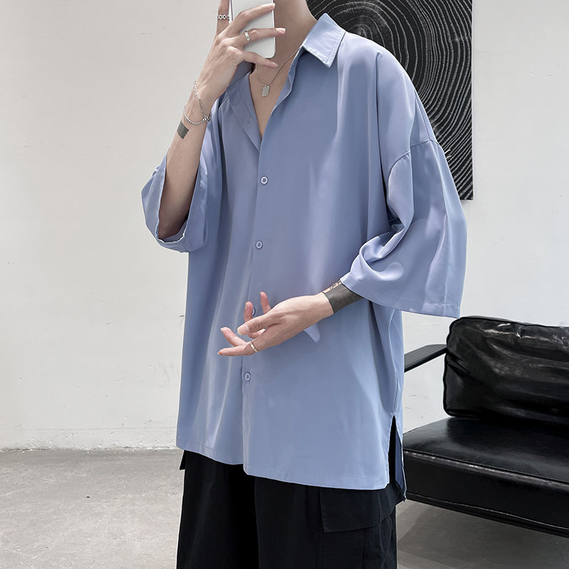 Privathinker Half Sleeve Men Solid Shirts Summer Casual Oversize Blouses White Fashion Male Cardigan Vintage Korean Clothing 220322