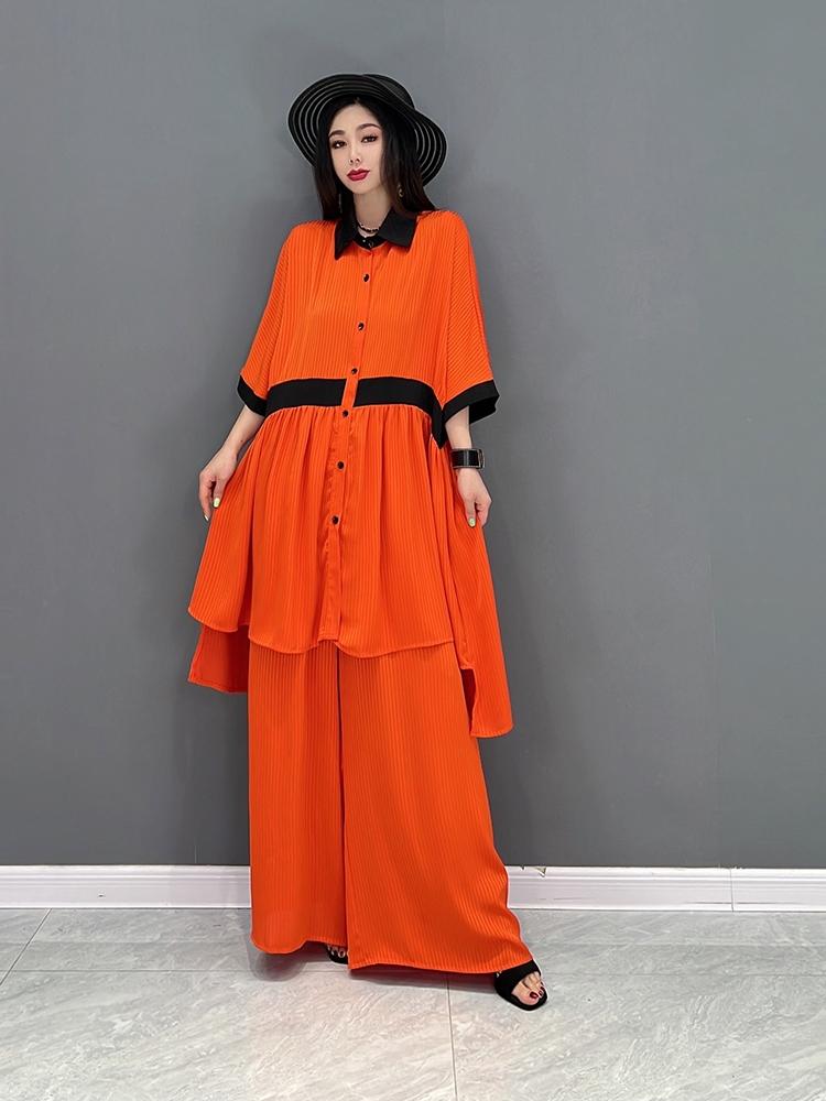 Women' Two Piece Pants SuperAen 2022 Summer Fashion Suit Solid Casual Pleated Shirt Loose Wide Leg Pieces SetWomen, Black
Women' Two Piece Pants SuperAen 2022 Summer Fashion Suit Solid Casual Pleated Shirt Loose Wide Leg Pieces SetWomen, Black