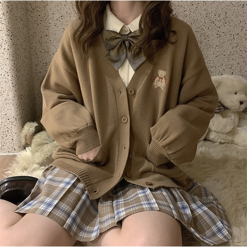 Cute bear embroidery cardigan women Japanese kawaii sweater women autumn and winter loose Vneck knitted jacket women 220813, Red
Cute bear embroidery cardigan women Japanese kawaii sweater women autumn and winter loose Vneck knitted jacket women 220813, Red