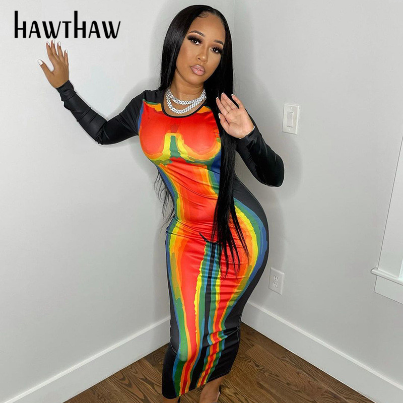 Hawthaw Women Autumn Long Sleeve Bodycon Printed Pencil Midi Dress 2021 Fall Wholesale Lots Bulk Clothes Streetwear Dropshipping, Multi
Hawthaw Women Autumn Long Sleeve Bodycon Printed Pencil Midi Dress 2021 Fall Wholesale Lots Bulk Clothes Streetwear Dropshipping, Multi