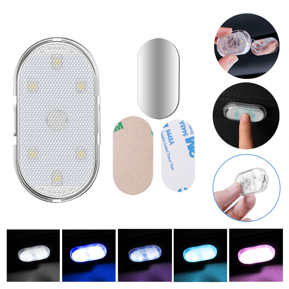 Universal Wireless Car Interior LED Lights Auto Mini Roof Ceiling Reading Lamp 5V Finger Touch Sensor Magnetic Attraction Styling Dome Light USB Recha