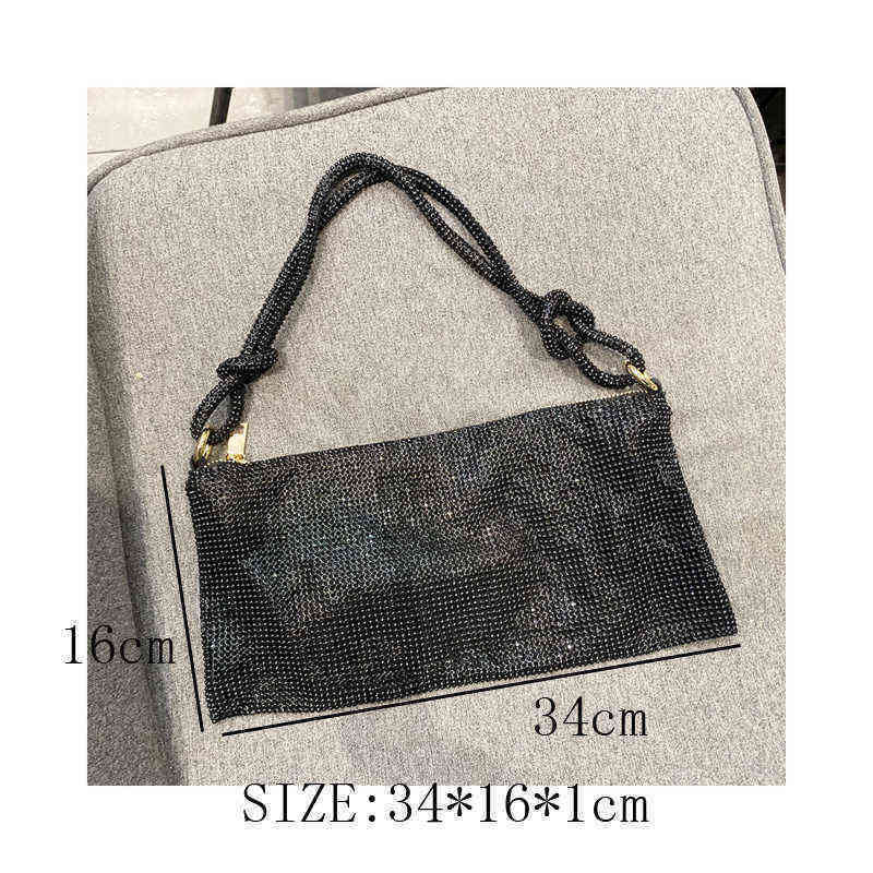 Handle Shining Crystal Rhies Evening Clutch Purses And Handbag Designer Sier Shoulder Hobo Bags Party 2206