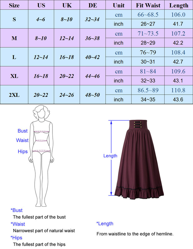 Women Skirt Summer Clothes Gothic Maxi High Waist Ruffled Hem A-Line Elastic Vintage Pleated Casual Party Lady 220317
