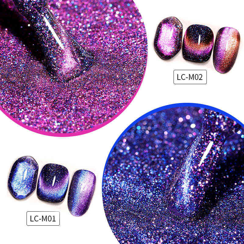 Nail Gel Toy Lilycute 7ml Flowing Cat Magnetic Polish Semi Permanent Glitter Soak Off Uv Art Varnish 0328