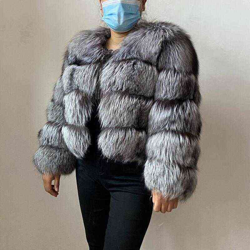 Real Raccoon Coat Women Winter Warm Thick Long Sleeve Big Size Natural Fur Jacket B4