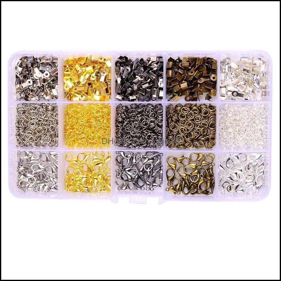 Clasps Hooks Jewelry Findings Components Set Diy Beading Making Kit With Lobster Jump Ring Dh4Sa