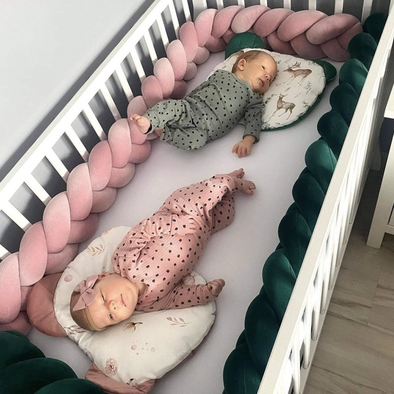 1M2M3M4M Baby Bed Bumper Braid Long Handmade Knotted Weaving Plush Crib Protector Infant Knot Pillow Room Decor 220531 240925
