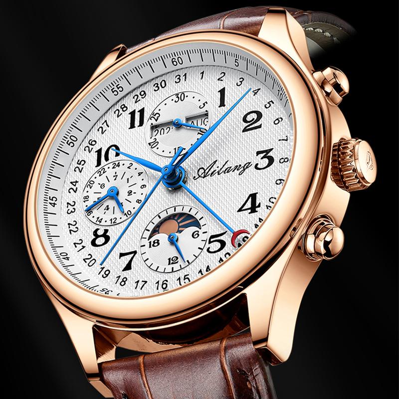 Wristwatches Genuine Ailang Men's Watch Mechanical Masculine And Waterproof Automatic Man With Leather Strap CalendarWristwatches, Ivory
Wristwatches Genuine Ailang Men's Watch Mechanical Masculine And Waterproof Automatic Man With Leather Strap CalendarWristwatches, Ivory