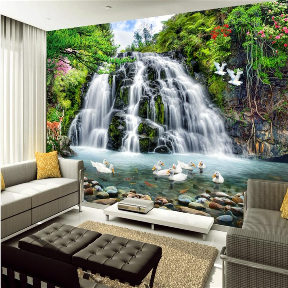 Custom wallpaper 3d photo murals landscape scenery water waterfall mural living room wall paper mural papel de parede