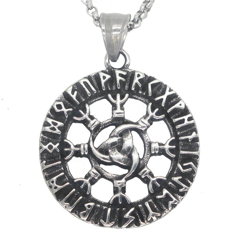 Pendant Necklaces Retro Nordic Viking Triple Rune Amulet Stainless Steel Necklace Glamour Men Rock Party Biker Jewelry 
Pendant Necklaces Retro Nordic Viking Triple Rune Amulet Stainless Steel Necklace Glamour Men Rock Party Biker Jewelry