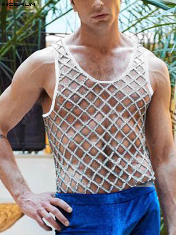Men' Tank Tops Fashion Casual Style Men Waistcoat Breathable Mesh Grid Sexy Leisure Male See-though Vests -5XL INCERUN 2022Men, White
Men' Tank Tops Fashion Casual Style Men Waistcoat Breathable Mesh Grid Sexy Leisure Male See-though Vests -5XL INCERUN 2022Men, White