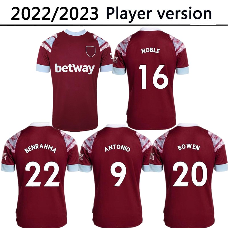 22/23 West player version NOBLE Soccer Jerseys 2022 2023 United Home YARMOLENKO LANZINI BOWEN ANTONIO Ham Football Shirt SOUCEK BENRAHMA
22/23 West player version NOBLE Soccer Jerseys 2022 2023 United Home YARMOLENKO LANZINI BOWEN ANTONIO Ham Football Shirt SOUCEK BENRAHMA