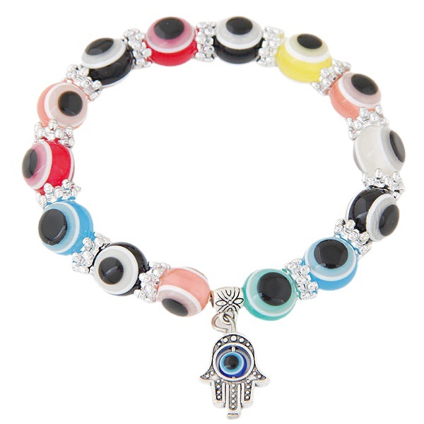 New Turkish Blue Evil Eye Beaded Strands Bracelets For Women Fashion Fatima Hand Charms Bracelet Evil Eyes Bangle Jewelry Accessories