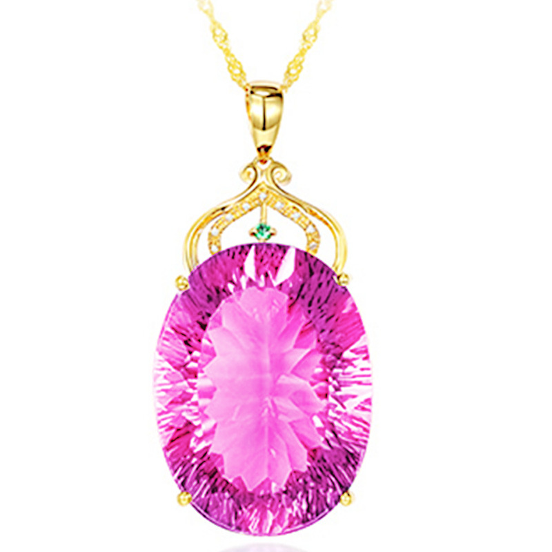 Gold-plated peach heart-shaped sexy pink diamond necklace luxurious and noble large oval loose stone with diamond colorful treasure pendant
Gold-plated peach heart-shaped sexy pink diamond necklace luxurious and noble large oval loose stone with diamond colorful treasure pendant