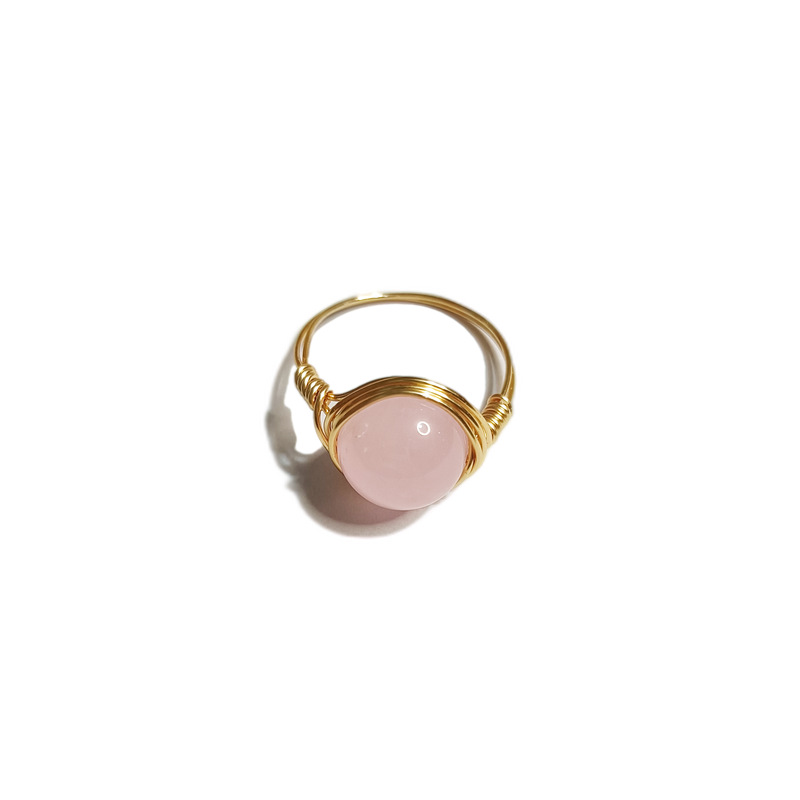 Wire Wrap Natural Raw Stone Rings Lapis Lazuli Amethysts Tiger Eye Opal Pink Crystal Ring for Women Jewelry