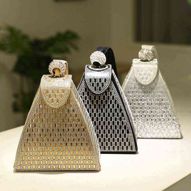 Evening Bags Rhinestones Women Silver Gold Black Color Party Handbags New Arrival Purse 220516