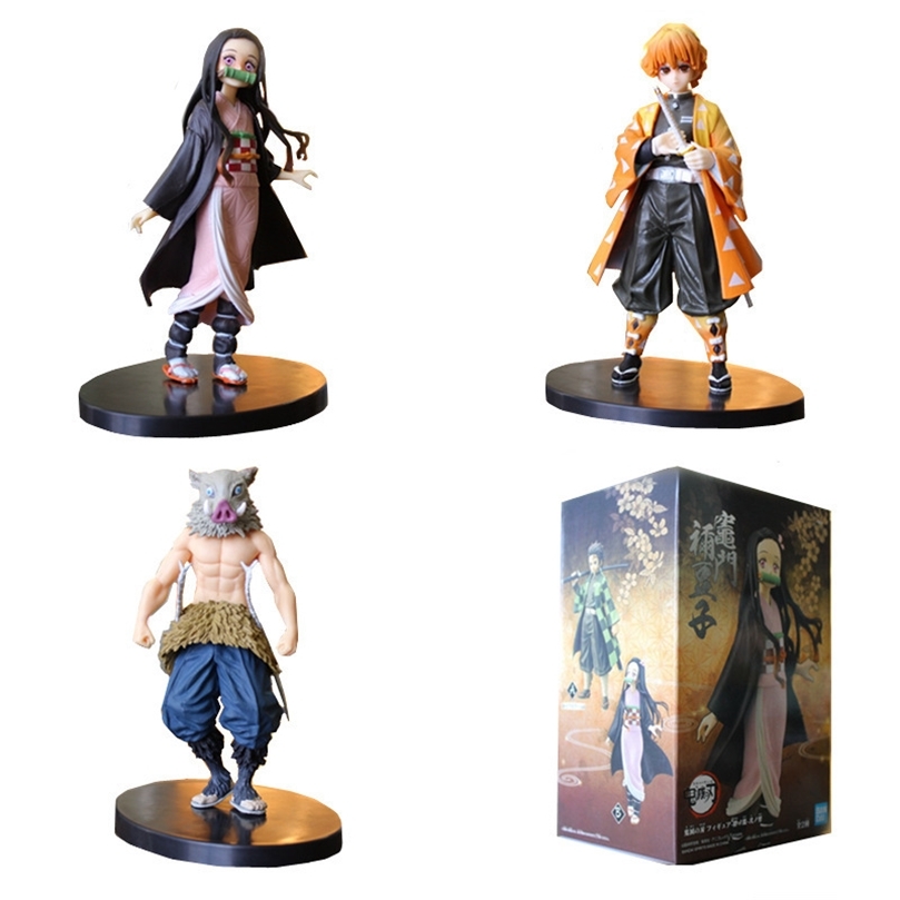 16cm Anime Demon Slayer Kimetsu no Yaiba Kamado Tanjirou/Nezuko Agatsuma Zenitsu Hashibira Inosuke Action Figure model toys gift 201202
