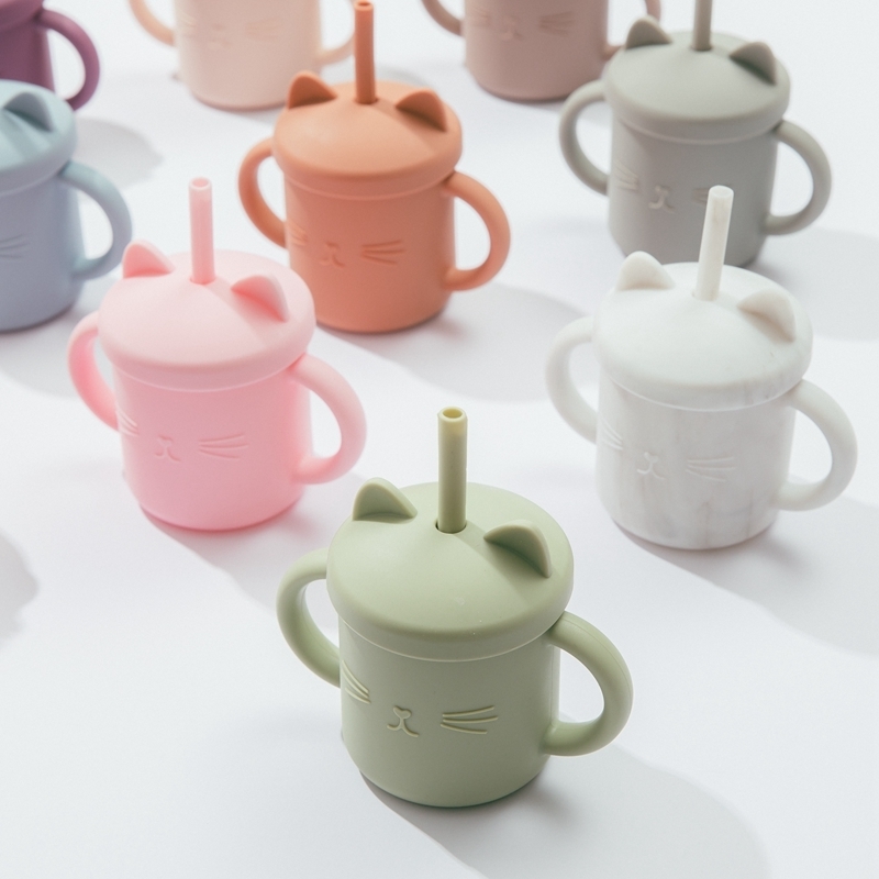 Baby Feeding Cups Cute Cartoon Baby Learning Cups Food Grade For Toddlers & Kids With Silicone Sippy Cup 220512