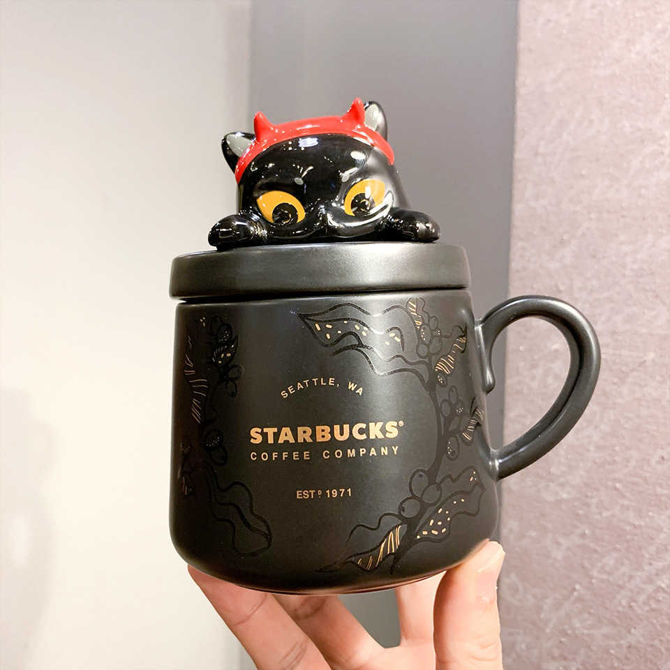 Starbucks cup Halloween Black Cat appreciation coffee small music devil ceramic mug cartoon coffee cup with cover, Yellow
Starbucks cup Halloween Black Cat appreciation coffee small music devil ceramic mug cartoon coffee cup with cover, Yellow