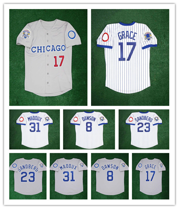 Custom 1990 Chicago All Star Vintage Baseball Jersey Mark Grace Greg 31 Maddux Andre Dawson Ryne Sandberg Ernie Banks Sammy Sosa Dansby Swanson Stitched CUBS Shirts