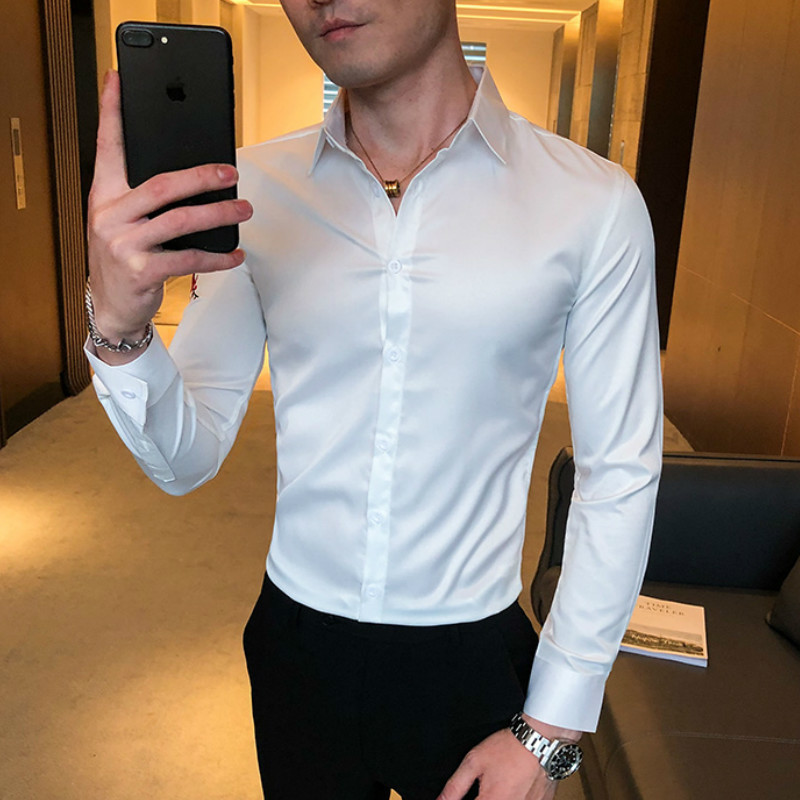 Embroidery Floral Men's Shirt Long Sleeve Business Formal Dress Casual Shirts Streetwear Social Party Bar Male Clothing Camisa 220322