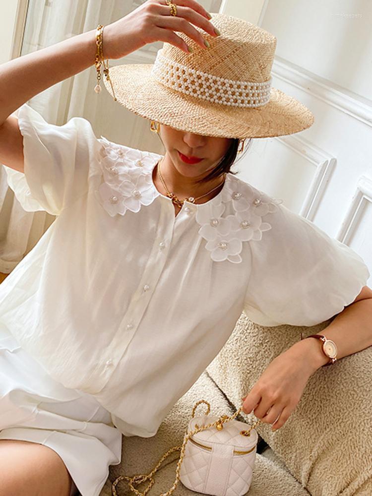 Women' Knits & Tees Jastie Summer Women' Puff Sleeve Blouses Pearl Embroidery Doll Collar White Shirt Elegant French Design Casual Top, White1
Women' Knits & Tees Jastie Summer Women' Puff Sleeve Blouses Pearl Embroidery Doll Collar White Shirt Elegant French Design Casual Top, White1