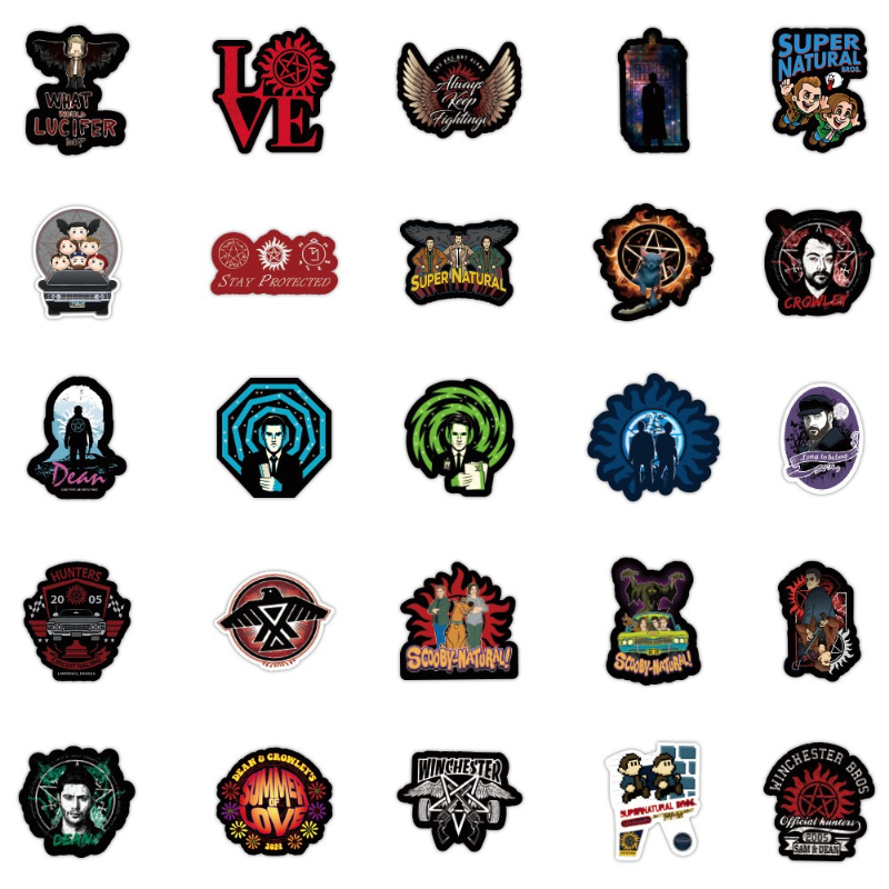 50pcs Classic TV Show Supernatural Sticker SPN stickers For Motorcycle Notebook Computer Car DIY Children Toy Guitar Refrigerator