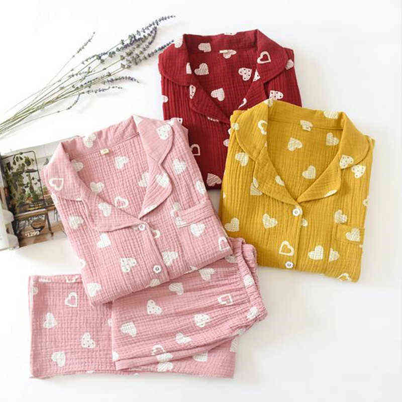 Women's Pajamas Set Autumn Winter Pajamas Love Crepe Full Cotton Long Sleeve Homewear Cloes New Loose Pijamas Women Night suit J220730, Brown
Women's Pajamas Set Autumn Winter Pajamas Love Crepe Full Cotton Long Sleeve Homewear Cloes New Loose Pijamas Women Night suit J220730, Brown