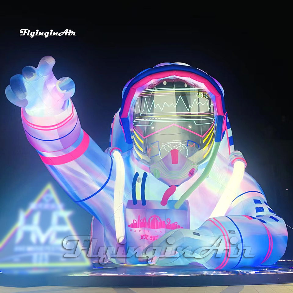 Large LED Inflatable Astronaut Carnival Stage Decorations 6m Lighting Figure Model Air Blow Up Half-length Spaceman For Event