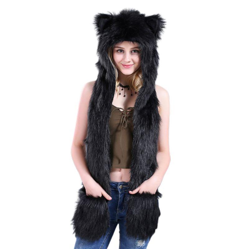 Scarves In 1 Women Men Fluffy Plush Animal Wolf Leopard Hood Scarf Hat With Paws Mittens Gloves Thicken Winter Warm Earflap Bomber CapScarve
Scarves In 1 Women Men Fluffy Plush Animal Wolf Leopard Hood Scarf Hat With Paws Mittens Gloves Thicken Winter Warm Earflap Bomber CapScarve