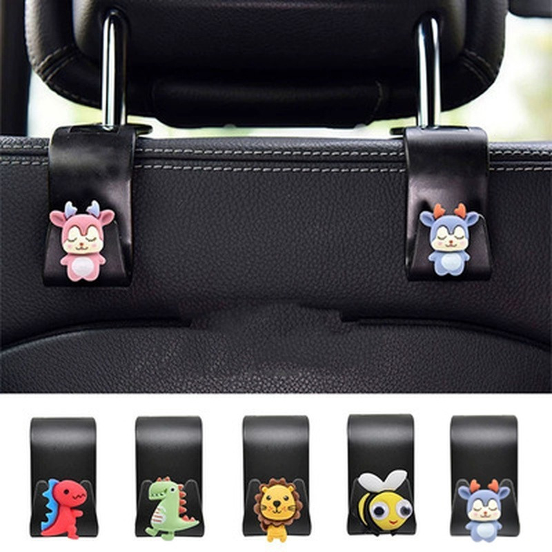 Car Seat Hook Cartoon Animal Diamond Hooks Decorative Style Storage Holder Organizer Auto Interior Ornaments Car Accessories