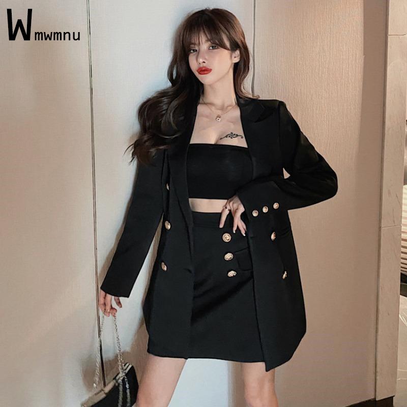 Two Piece Dress Ladies Black Blazer 2 Sets Femme Full Sleeve Double Breasted Blazers And High Waist Button Mini A-line Skirts OutfitsTwo Two, White sets
Two Piece Dress Ladies Black Blazer 2 Sets Femme Full Sleeve Double Breasted Blazers And High Waist Button Mini A-line Skirts OutfitsTwo Two, White sets