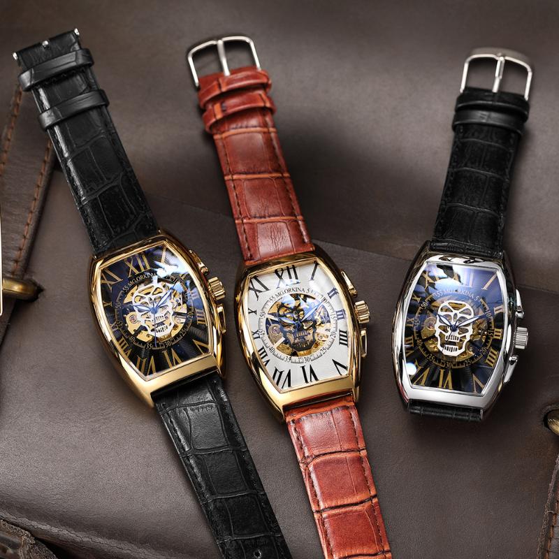 Wristwatches Automatic Watch Men Mechanical Watches Wine Barrel Design Hollow Skull Dial Male Business Leather Strap Clock 2022, Black
Wristwatches Automatic Watch Men Mechanical Watches Wine Barrel Design Hollow Skull Dial Male Business Leather Strap Clock 2022, Black