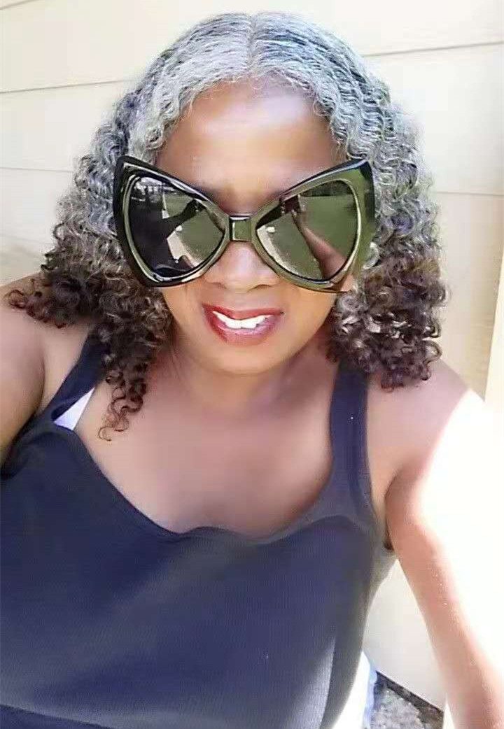 Salt pepper curly gray ponytail human hair extension naturally grey pony tail hair piece black highlight silver no care with drawstring two combs easy