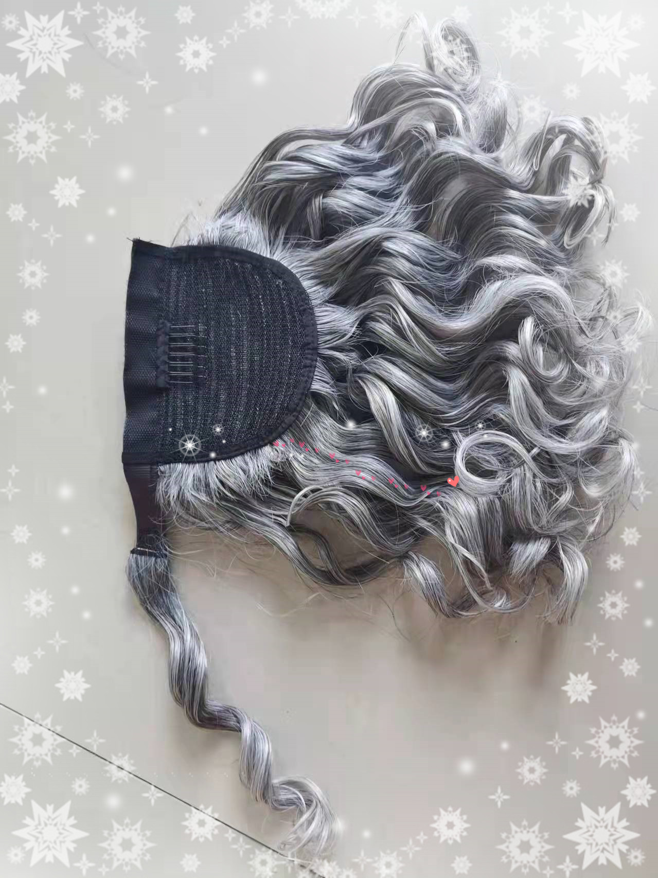 Fashion hot African American Human Hair Ponytail Silver Grey Pony tail Extension Hairpiece Clip on Grey Afro Curly Hairstyles 120g