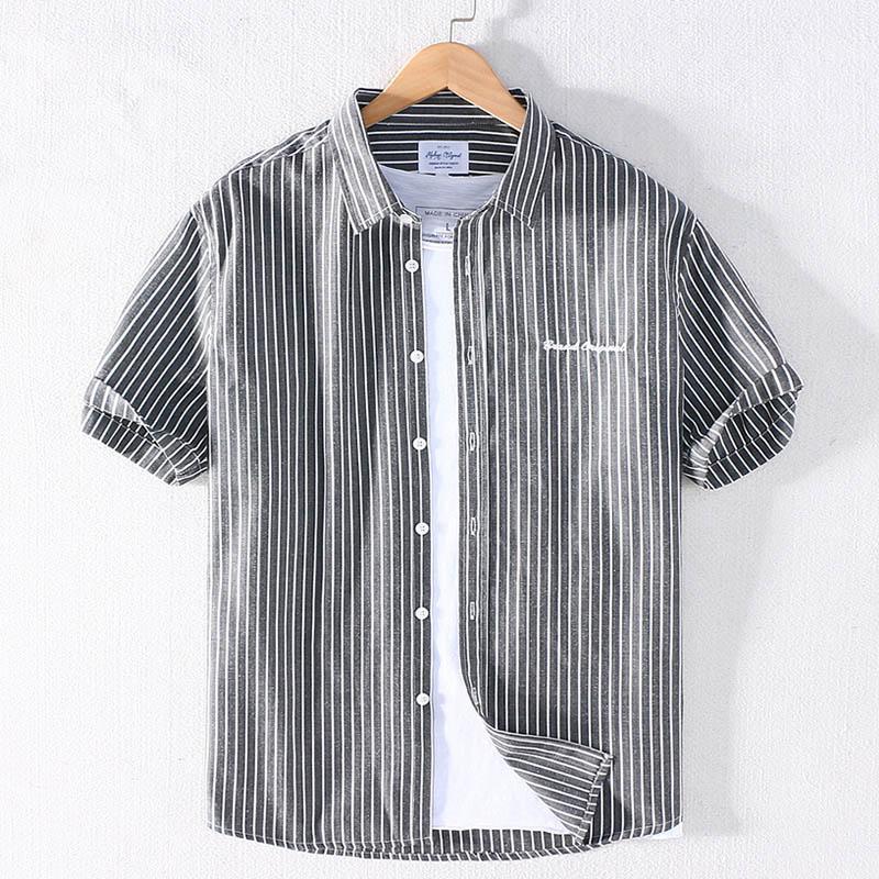 Men's Casual Shirts 2022 Summer Arrivals Thin Shirt Short Sleeved Japan Style Striped Turn-down Collar Brand Clothing, Black
Men's Casual Shirts 2022 Summer Arrivals Thin Shirt Short Sleeved Japan Style Striped Turn-down Collar Brand Clothing, Black