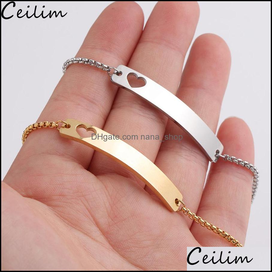 Link Chain Bracelets Jewelry Love Heart Stainless Steel Blank Bar Bracelet Diy Engrave Name Id Initial Adjustable Gold Slider Box For Drop
Link Chain Bracelets Jewelry Love Heart Stainless Steel Blank Bar Bracelet Diy Engrave Name Id Initial Adjustable Gold Slider Box For Drop