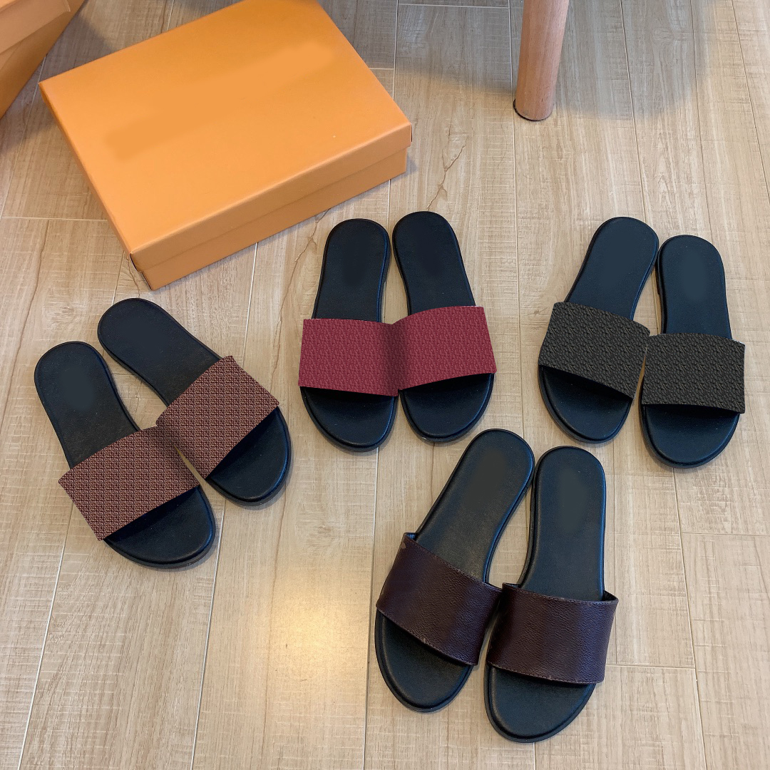 NEW Luxury L Fashion Slippers Slide Designer Women Genuine Leather Embroider Sandals Street Stylish Woman Slipper Shoes Autumn Summer Sandal Size 35-41