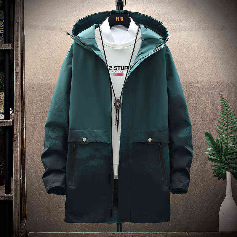 Spring and Autumn Jacket Men Casual Hip-Hop Jacket Mid-Length Men Jacket Harajuku Patchwork Gradient Printing Windbreaker Men Z250912